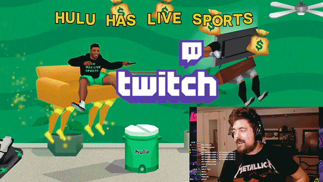 Campaign montage of Twitch streamers playing Hulu Has Live Sports ’20